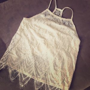 **sold ** Cream colored lace over lay cropped top